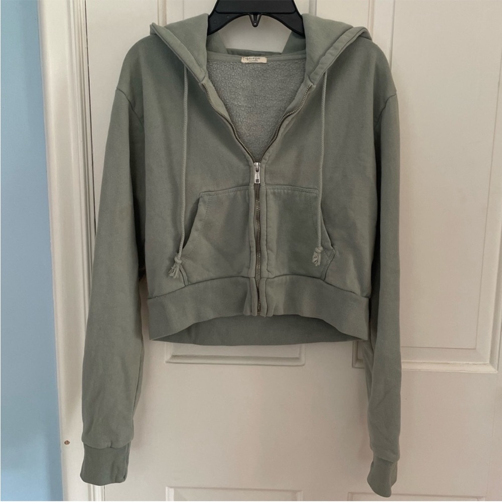 Brandy Melville, Zip-Up Hoodie, Women’s, OS, gray/light blue